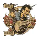 Bruce Springsteen with the text "Deliver Me From Nowhere" tattoo design idea