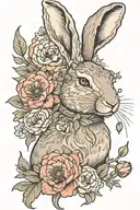 jackrabbit wreathed by rope,  peonies and poppies tattoo design idea
