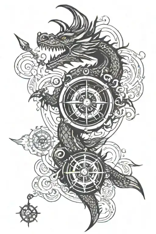 Dragon Compass arm band tattoo design idea