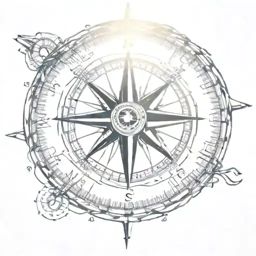 compass surrounded direction tattoo design idea