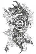 Dragon Compass arm band tattoo design idea