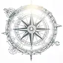 compass surrounded direction tattoo design idea