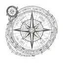 compass surrounded direction tattoo design idea