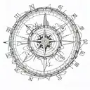 compass surrounded direction tattoo design idea