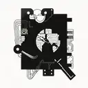 A computer circuit board intertwined with a magnifying glass, symbolizing the client's passion for searching and problem-solving in their role as a system administrator tattoo design idea