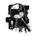 A computer circuit board intertwined with a magnifying glass, symbolizing the client's passion for searching and problem-solving in their role as a system administrator tattoo design idea