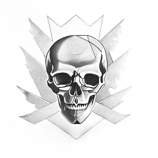 skull hand with scissors tattoo design idea