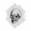 skull hand with scissors tattoo design idea