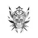 geometric skull with Native American headdress  tattoo design idea