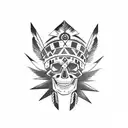 geometric skull with Native American headdress  tattoo design idea