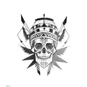 geometric skull with Native American headdress  tattoo design idea