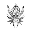 geometric skull with Native American headdress  tattoo design idea