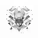 skull outlined with geometric shapes and intuition eye  tattoo design idea