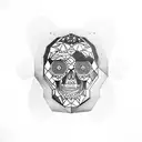 skull outlined with geometric shapes and intuition eye  tattoo design idea
