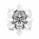 skull outlined with geometric shapes and intuition eye  tattoo design idea