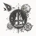 stay the course with a ship and latitude and longitudes  tattoo design idea