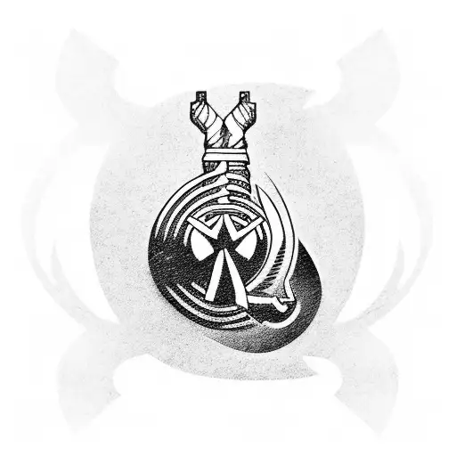 A minimalist tattoo of a cat silhouette holding thor's hammer and captain america's shield tattoo design idea