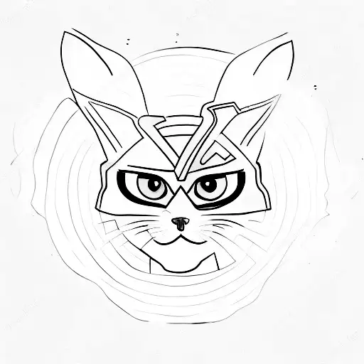 A minimalist tattoo of a cat wearing a superhero costume inspired by Marvel tattoo design idea