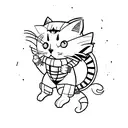 A minimalist tattoo of a cat wearing a superhero costume inspired by Marvel tattoo design idea