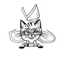 A minimalist tattoo of a cat wearing a superhero costume inspired by Marvel tattoo design idea
