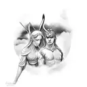 artemis and apollo tattoo design idea