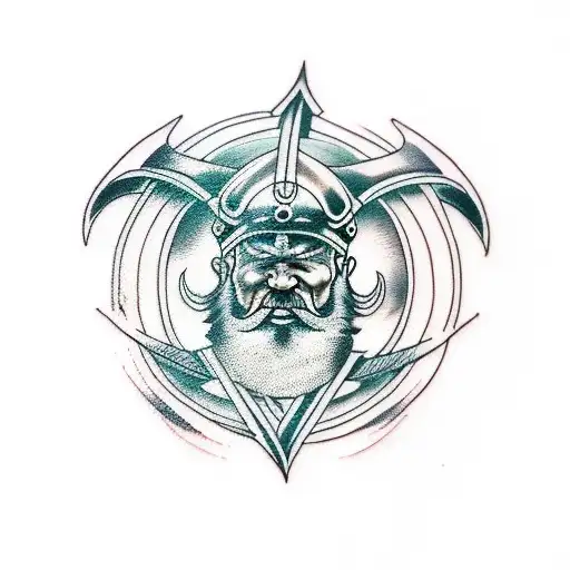 viking, moon tattoo design idea