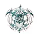 viking, moon tattoo design idea