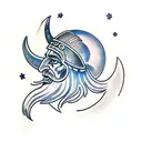 viking, moon tattoo design idea