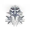 A majestic robot eagle soaring above a mountain range at sunset tattoo design idea