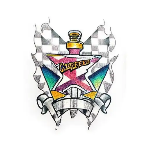 crossed checkered flag tattoo design idea