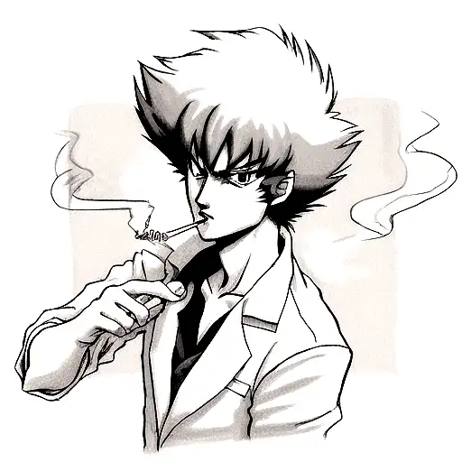 Spike Spiegel smoking tattoo design idea
