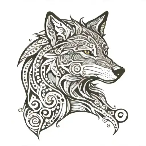 wolf and maori tatoo for my arm tattoo design idea