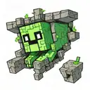 Minecraft creeper leaning to look out of a hole tattoo design idea