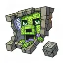 Minecraft creeper leaning to look out of a hole tattoo design idea
