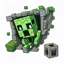 Minecraft creeper leaning to look out of a hole tattoo design idea