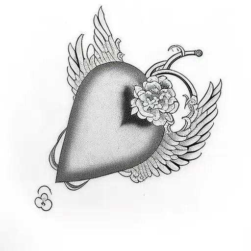 heart with wings tattoo design idea