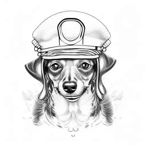  Dachshund with sailor cap on a boat on the high seas tattoo design idea