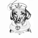  Dachshund with sailor cap on a boat on the high seas tattoo design idea