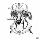  Dachshund with sailor cap on a boat on the high seas tattoo design idea