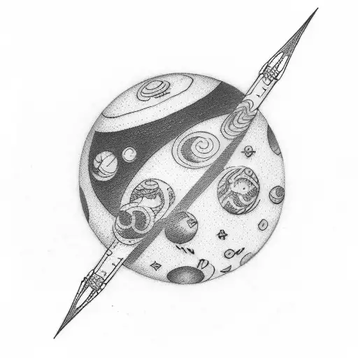 Planets and Billiards tattoo design idea