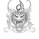 Dragon with flames killing a monkey tattoo design idea