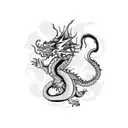 Dragon with flames killing a monkey tattoo design idea