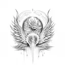 wings and fire tattoo design idea