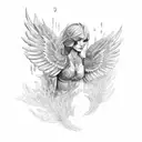 wings and fire tattoo design idea