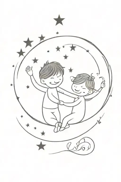 kids Familie luck happiness love you to the moon tattoo design idea