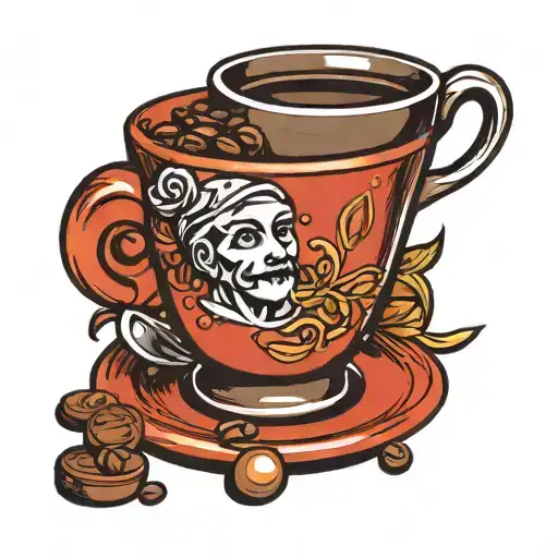 Espresso cup with espresso bean saying pride and joy tattoo design idea