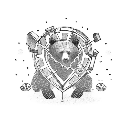 bear trap with a heart inside  tattoo design idea