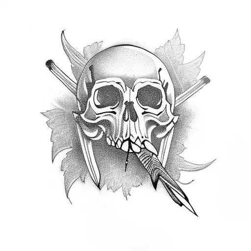 BlueJay with skull tattoo design idea