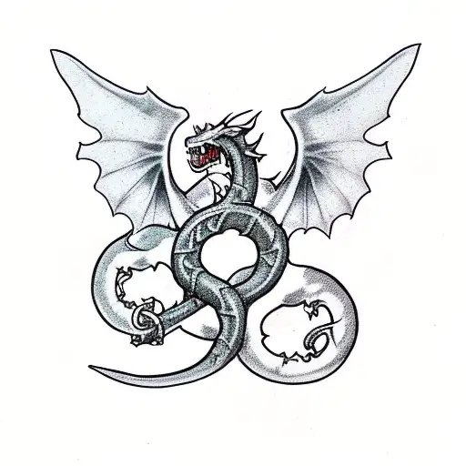Dungeons and Dragons dragon ampersand symbol tattoo design idea