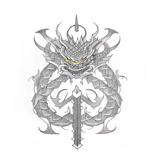 Dungeons and Dragons dragon ampersand symbol tattoo design idea